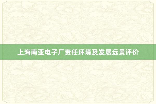 上海南亚电子厂责任环境及发展远景评价